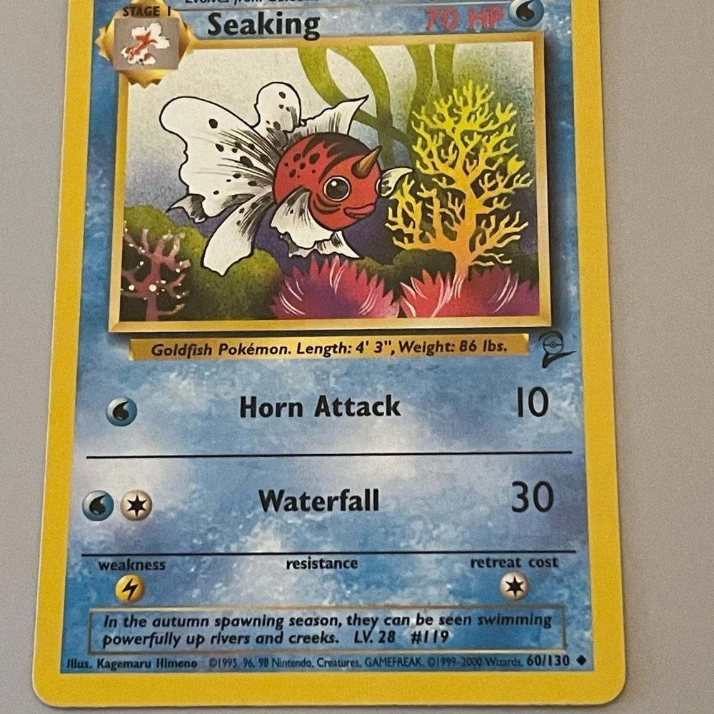 Pokémon Base Set 2 cards, set of 6 including Uncommon Seaking (60/130)